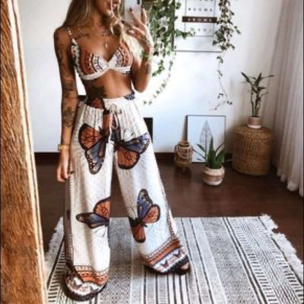 Cute boho butterfly two piece outfit